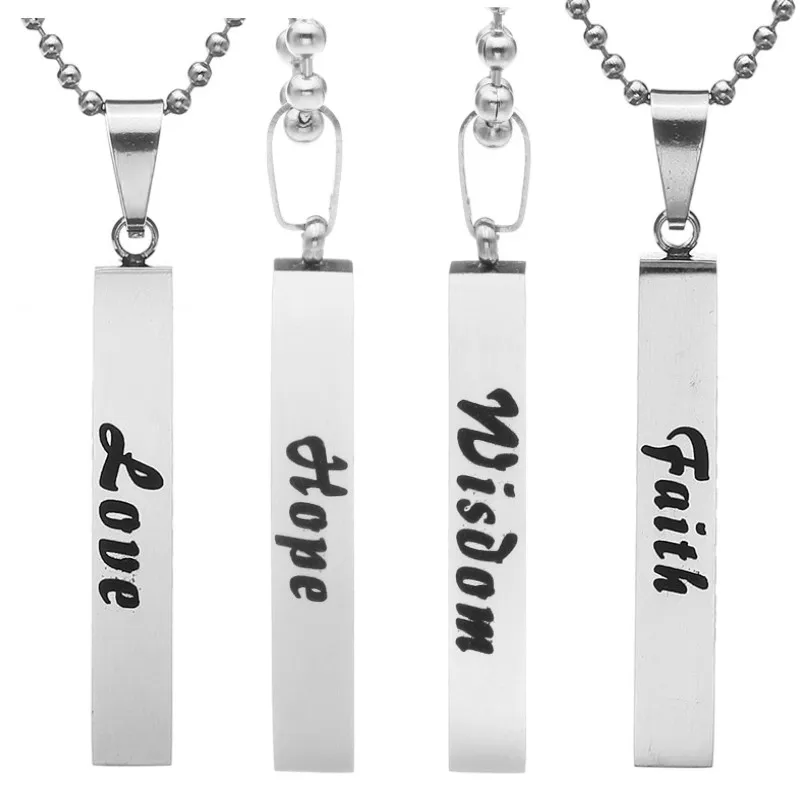 Серебряный цвет из нержавеющей стали Вера Любовь Надежда мудрость бар Шарм