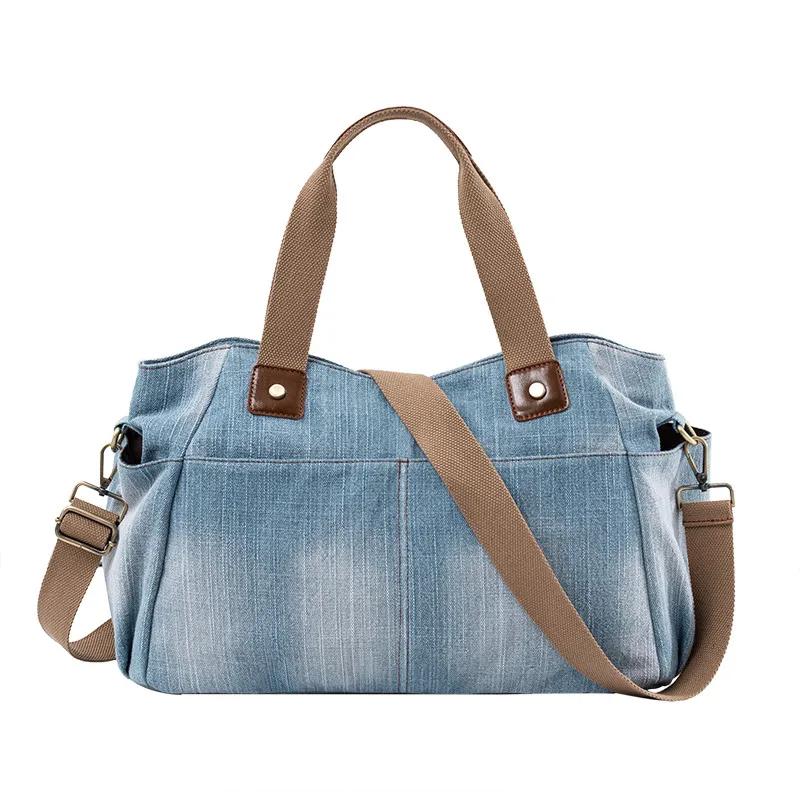 

Casual Denim women handbag Large capacity High Quality Jeans female Shoulder Bag big totes Travel bag Ladies crossbody bags blue