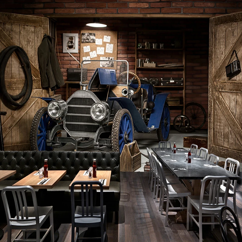 Пользовательские фото обои 3D автомобиль Ретро Ностальгический стиль ресторан