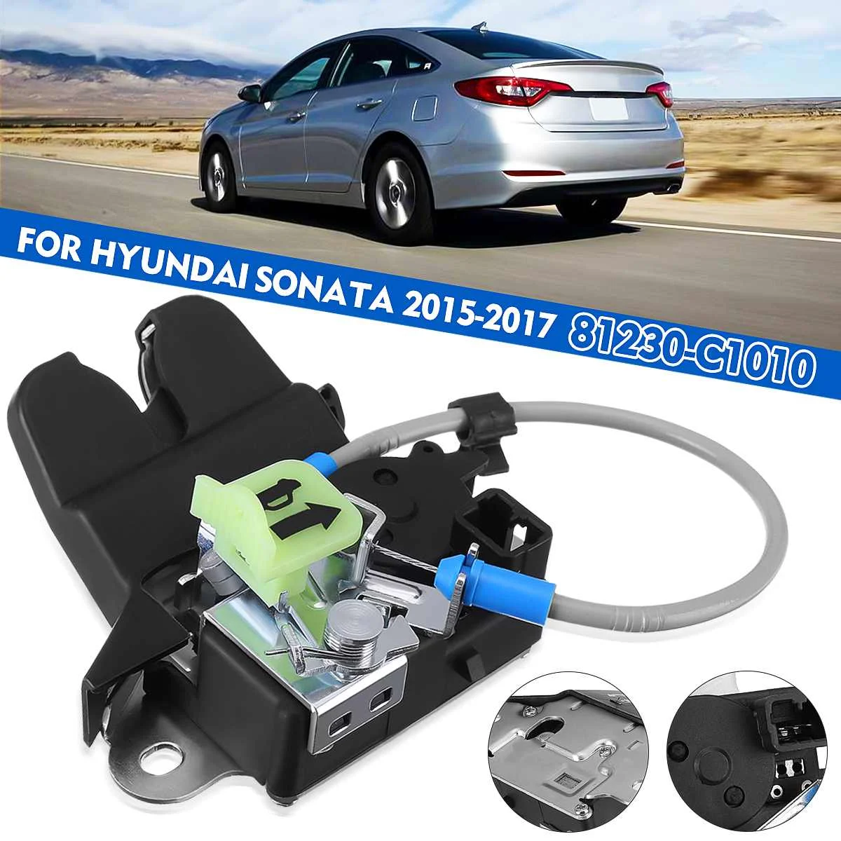 

Для Hyundai Sonata 2015 2016 2017 Sonata для гибридной 2016-2017 защелка в сборе крышка багажника 81230C1010 аксессуары для автостайлинга