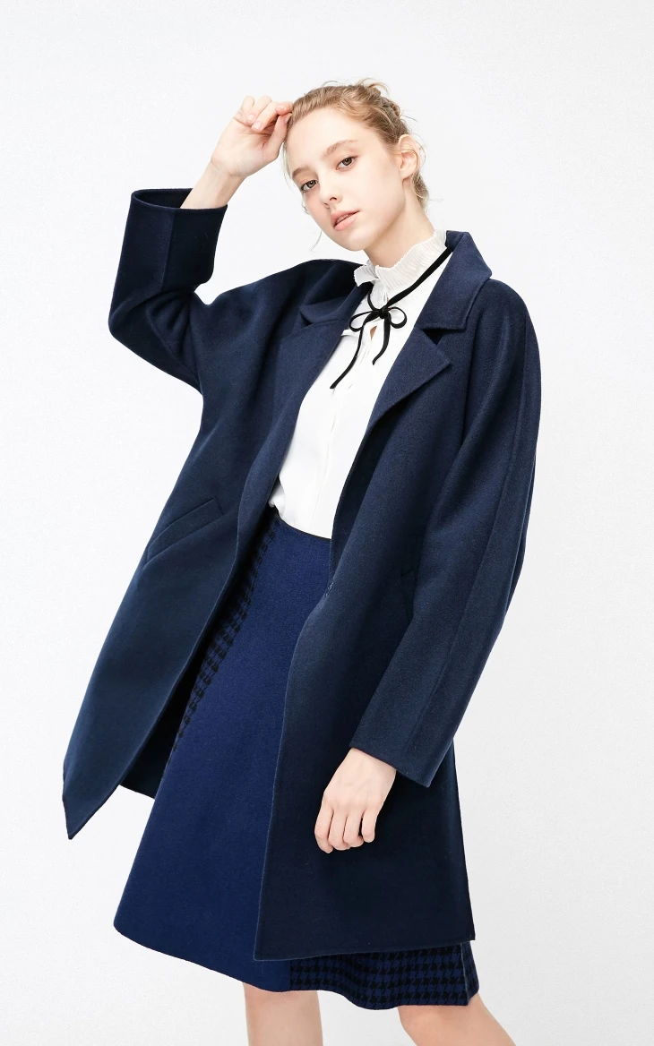 Vero Moda Женское шерстяное пальто средней длины со скрытыми пуговицами с отворотом на плече | 318427511
