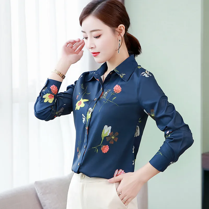 Шифоновая Блузка с принтом размера плюс 4XL 5XL женская тонкая рубашка длинным