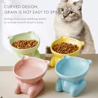 ceramic pet bowl grain bowl cat bowl high foot bowl neck guard cat bowl water bowl anti black chin beveled edge bowl