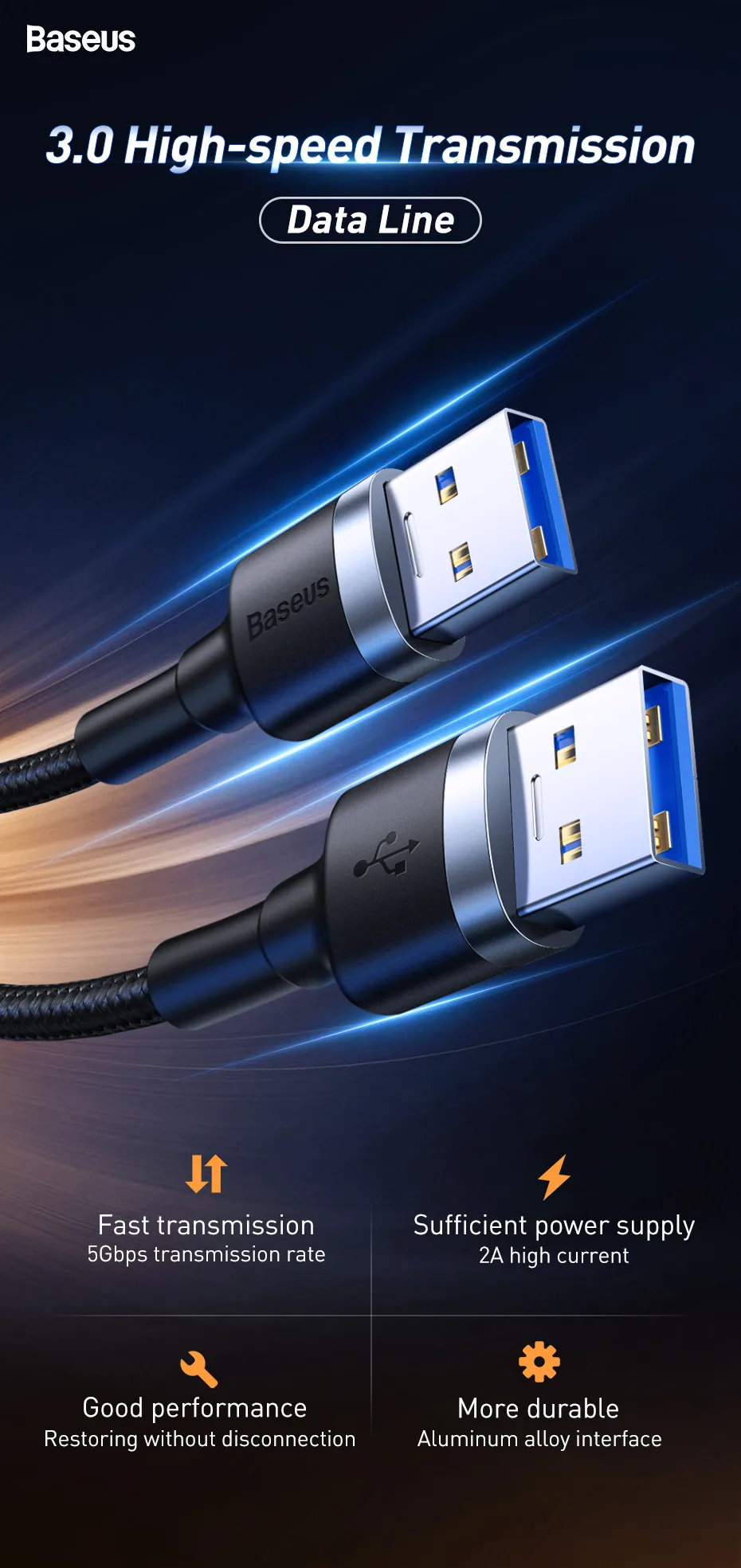 Baseus USB кабель-удлинитель USB 3,0 кабель для USB 3,0 Micro USB OTG кабель для Smart tv PS4 HDD USB 3,0 кабель для передачи данных