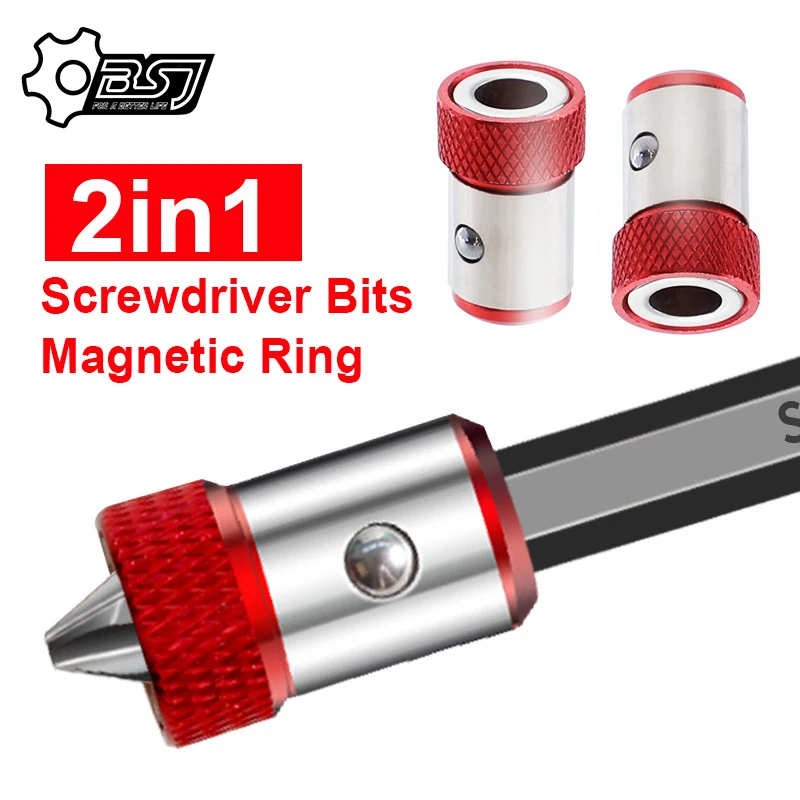 

2pcs 1/4" 6.35mm Metal Strong Magnetic Ring Magnetizer Screw Electric Phillips Screwdriver Bits /Color Random