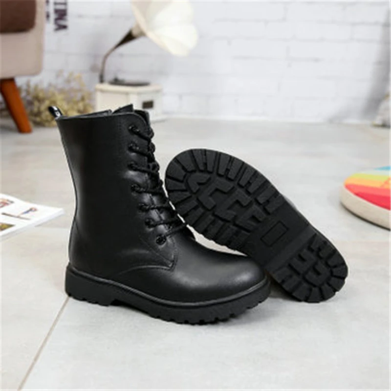 Новинка 2020 года Осенние детские мотоциклетные ботинки Военные до середины икры