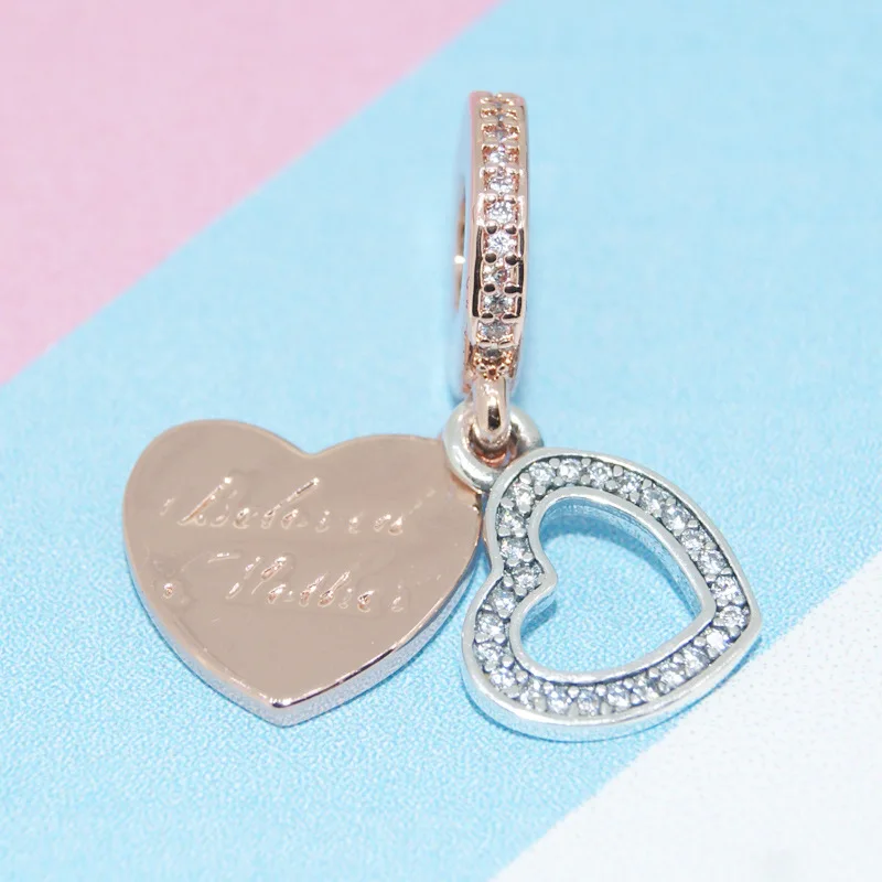 Новинка бусины-подвески в виде серебряного сердца подходят под розовое золото