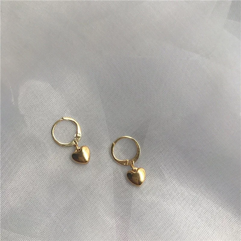 

Drop Earring Women Simple Dangle Earrings Heart Ladies Fashion Jewelry Lady Korean Yellow Gold Color Trendy Zinc Alloy Kolczyki