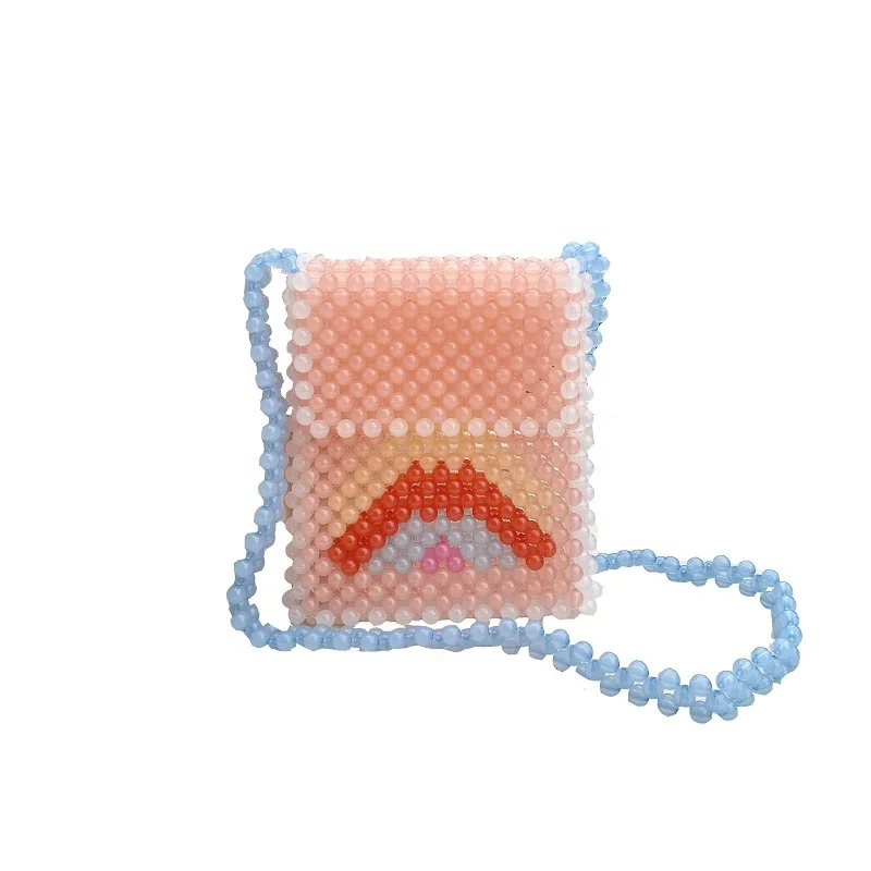 

Vintage Handmade Crystal Shouler Bag for Women 2020 Jelly Candy Color Messenger New Acrylic Woven Handbag Small