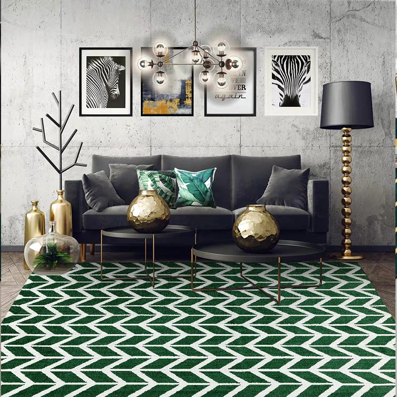 

Модные зеленые ковры для гостиной, современный минималистичный геометрический ковер для спальни, домашний декор, нескользящий напольный к...
