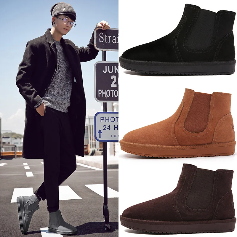 39 47 мужские зимние ботинки Удобная теплая нескользящая обувь мужская зимняя 2019 #