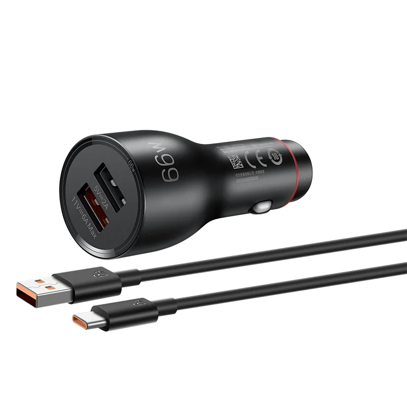 Автомобильное зарядное устройство HUAWEI двойной USB-кабель Type-C быстрая зарядка