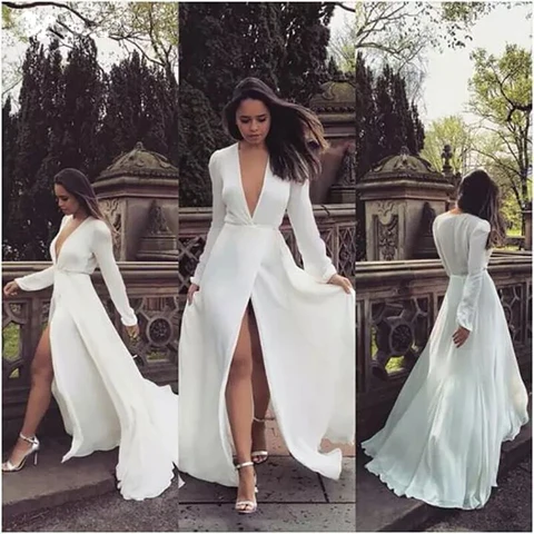 Plus size elegant long sleeves Wedding dresses vestidos de novia wedding party Dress Robe De Soiree свадебные платья bride to be