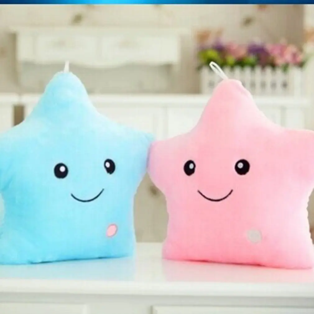 

34CM Creative Toy Luminous Pillow Soft Stuffed Plush Glowing Colorful Stars Cushion Led Light Toys Gift For Kids Children Girls