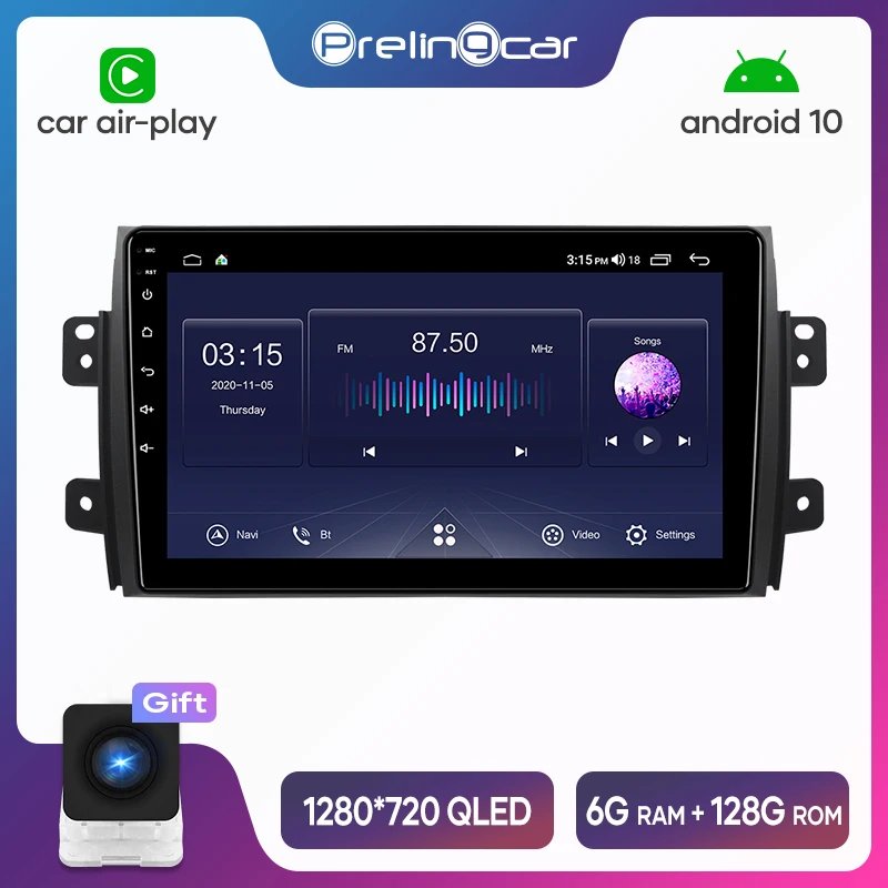 

Автомагнитола Prelingcar, 2 din, Android 10,0, DVD, мультимедийный видеоплеер, GPS-навигация для Suzuki SX4 2006 2008-2011 2012
