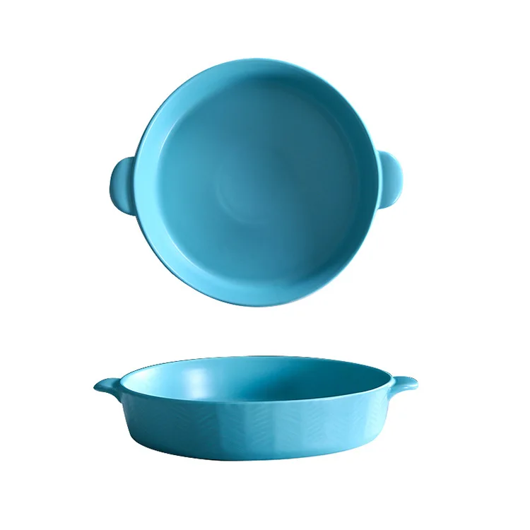 

Nordic creative ceramic baking trays use two-eared baking trays for cheese pizza trays in the microwave oven to bake plates