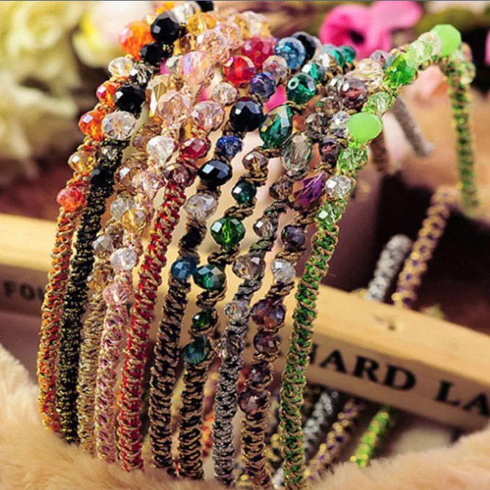 Повязка для волос с яркими кристаллами широкая яркая лента супермерцающими