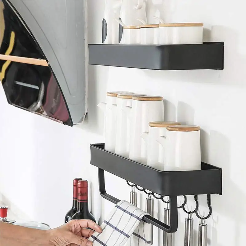 AE02YJM-0038 кухонная многофункциональная настенная стойка для специй черная