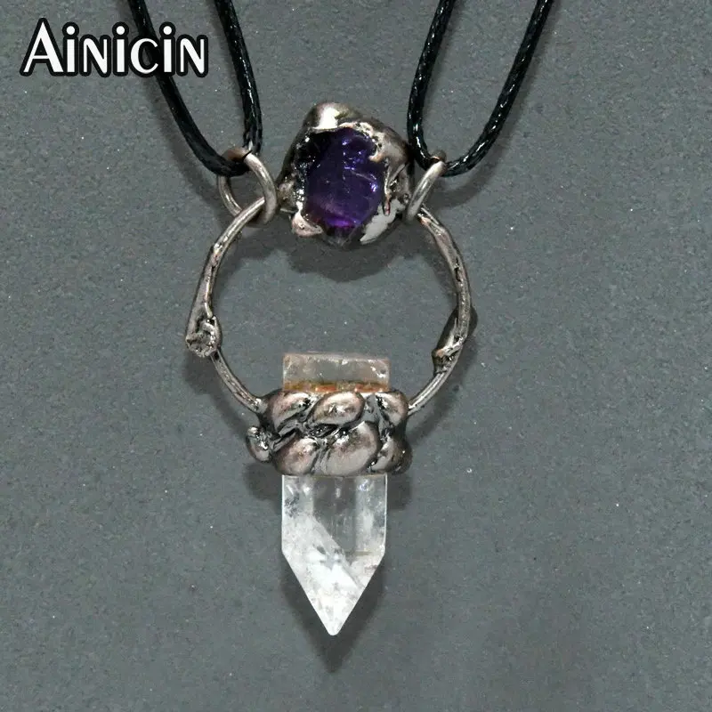 

Подвески-кольца из натурального фиолетового аметиста, шестигранные, с двойной пайкой, для изготовления ювелирных изделий