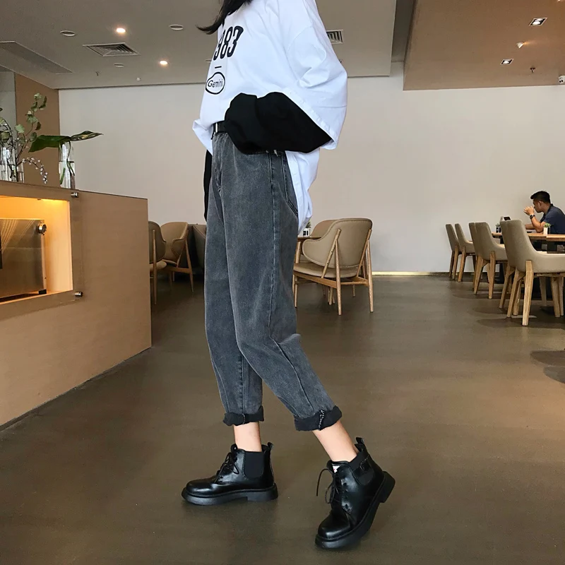 

Jeans Women Denim Vintage Harem Loose Classic High Waist Long Solid Trousers Womens All-match Korean Style Fashion Harajuku Chic