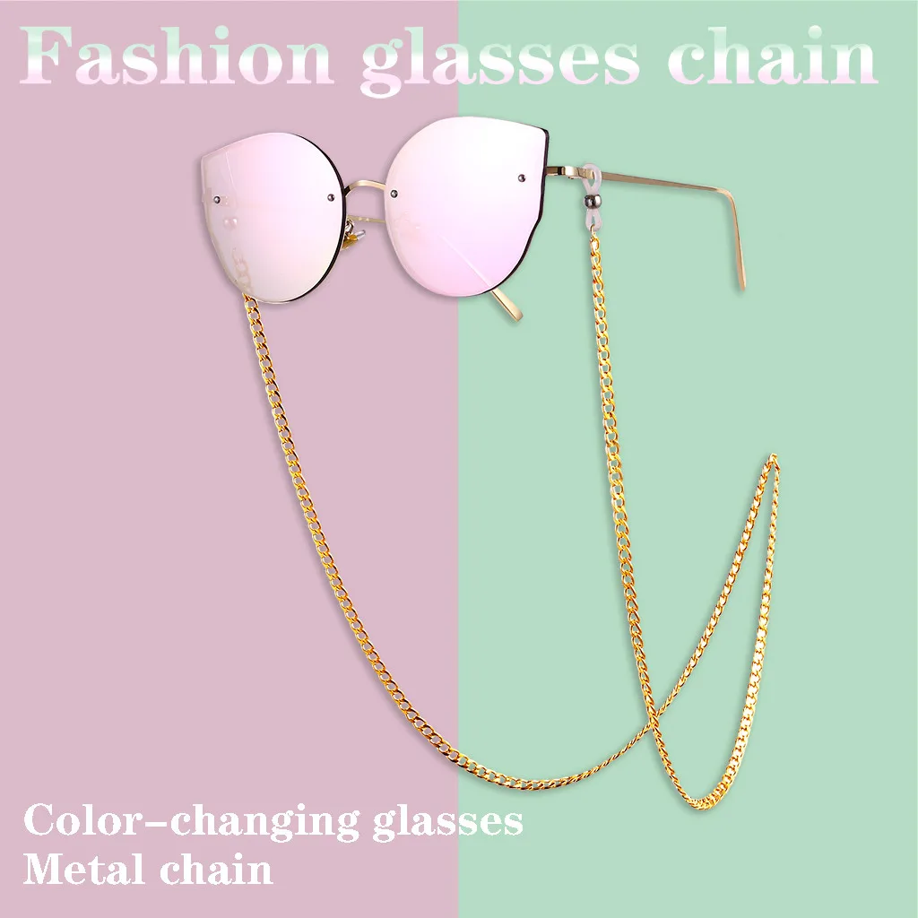 Модные шикарные женские Золотые Серебряные очки солнечные с цепочкой для чтения