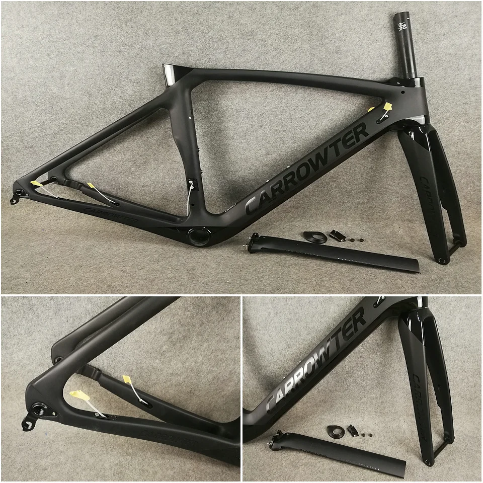 

UD Matte-Glossy BOB Black on Black CARROWTER Disc Carbon Road Frame Disk Bicycle Frameset with 50 53 55 57cm for Your Selection