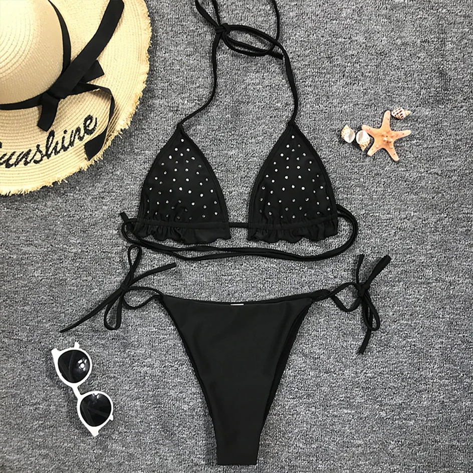 

Ruffle Micro Bikini 2021 Swimsuit Women's Swimwear Female Mini Thong Bikinis Set Swimming for Bahting Suit Maillot De Bain Femme