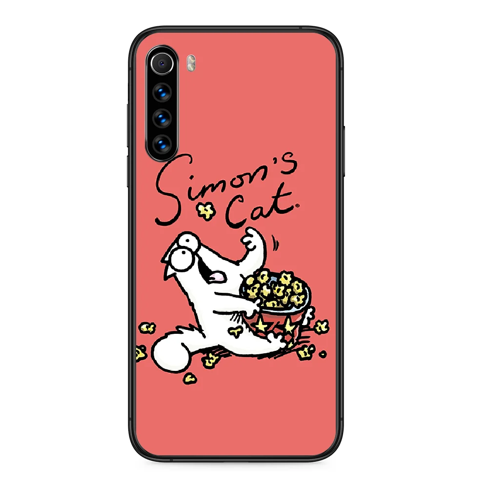 

Cute Funny Simons Cat Phone case For Xiaomi Redmi Note 7 8 8T 9 9S 4X 7 7A 9A K30 Pro Ultra black Hoesjes Soft Back 3D Coque