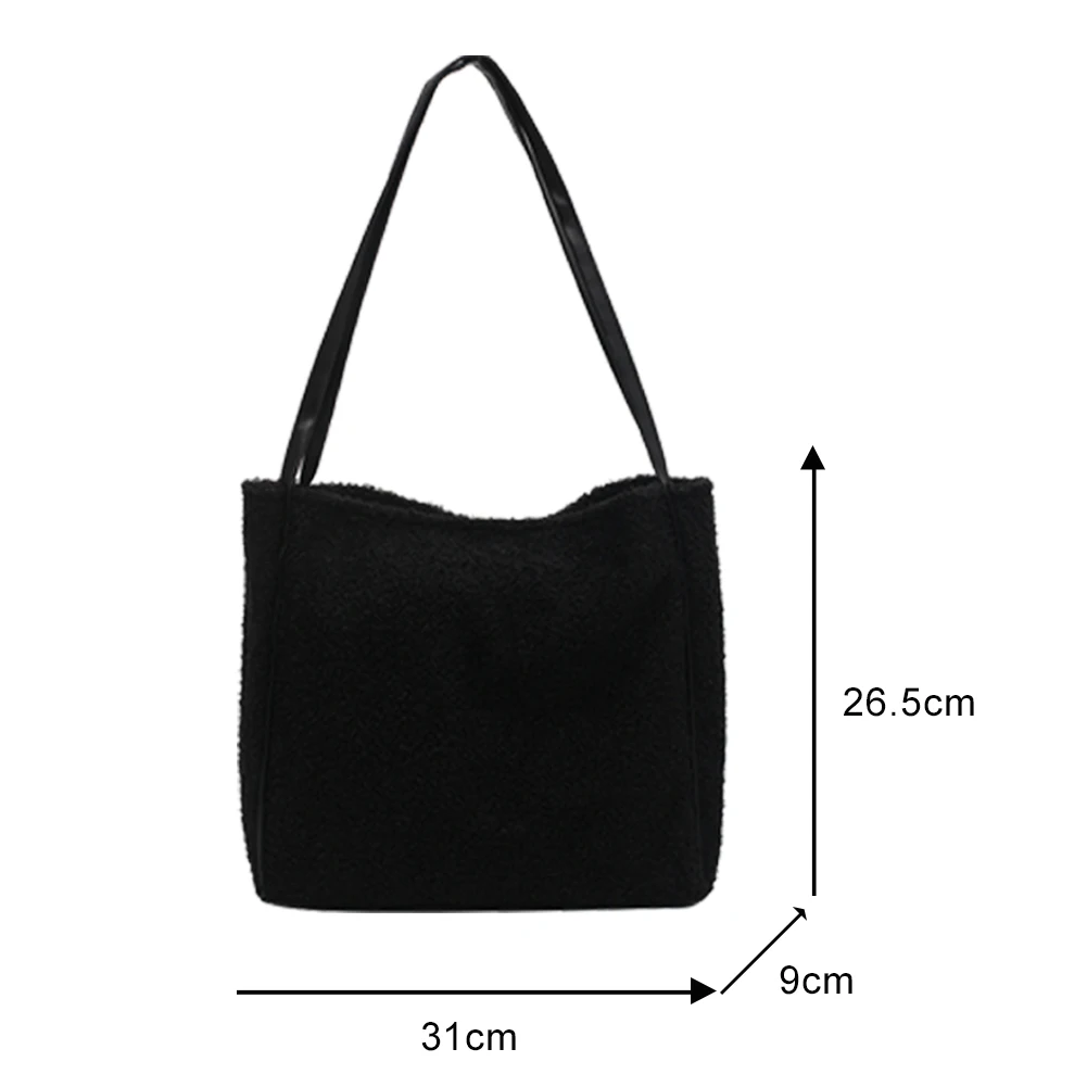 

Fashion Large Capacity Solid Color Underarm Shoulder Bags for Women 2020 Ladies Winter Plush Top-handle Handbag Shopping Totes