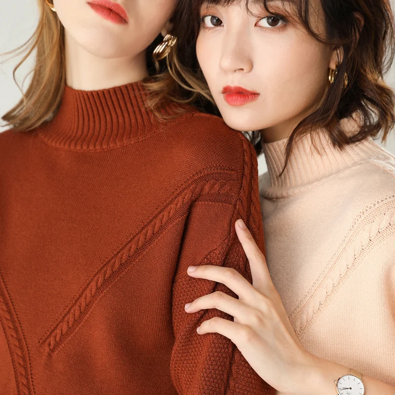 Женский кашемировый свитер DSANNIGNT свободный толстый с высоким воротником