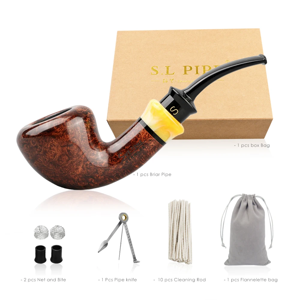 

▂Курильщики изогнутого типа Highend Briar для курения ручной работы с классной формой подходит для фильтров 9 мм подарочный набор Бесплатная доставка