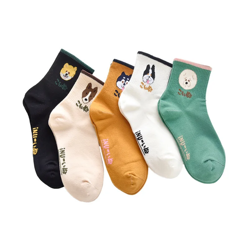 Женские носки в стиле Харадзюку С мультяшными животными Повседневные Удобные