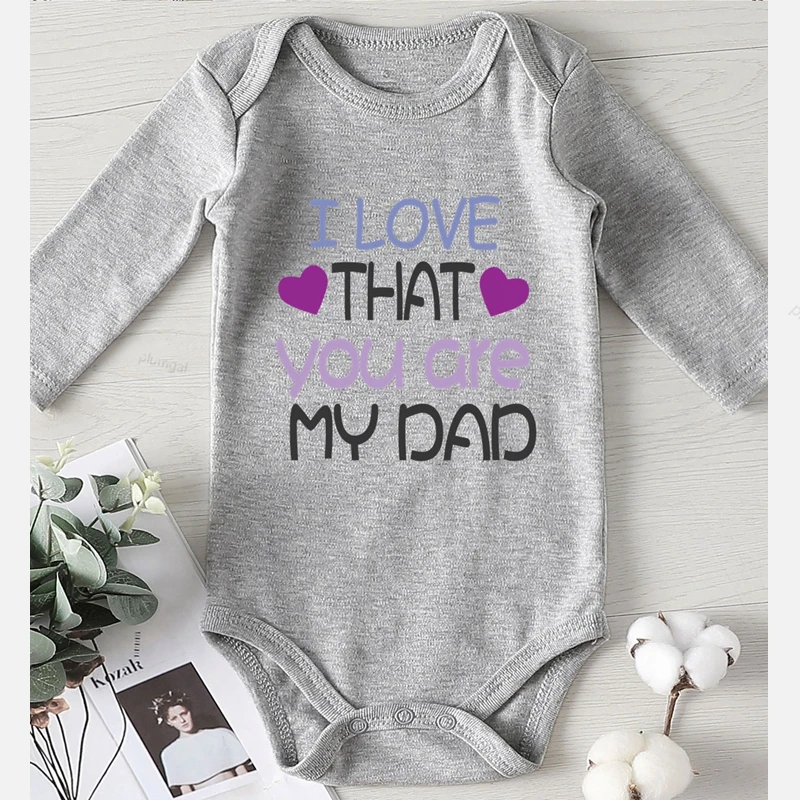 Боди для новорожденных девочек зимняя одежда детская с принтом Love You Dad хлопковая