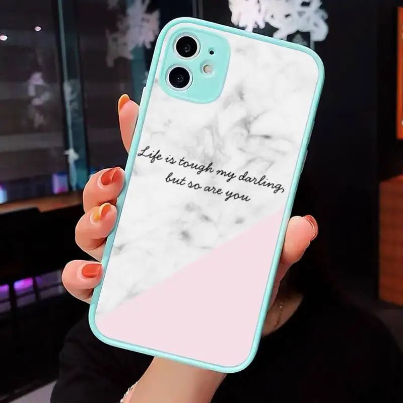 

Make it happen marble Phone Case Matte transparent For blue iPhone 12 Mini 11 Pro XR XS Max 7 8 Plus X Back Cover