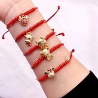 cow red string bracelet handmade braided woven string cattle zodiac bracelet charm for women student girls couple