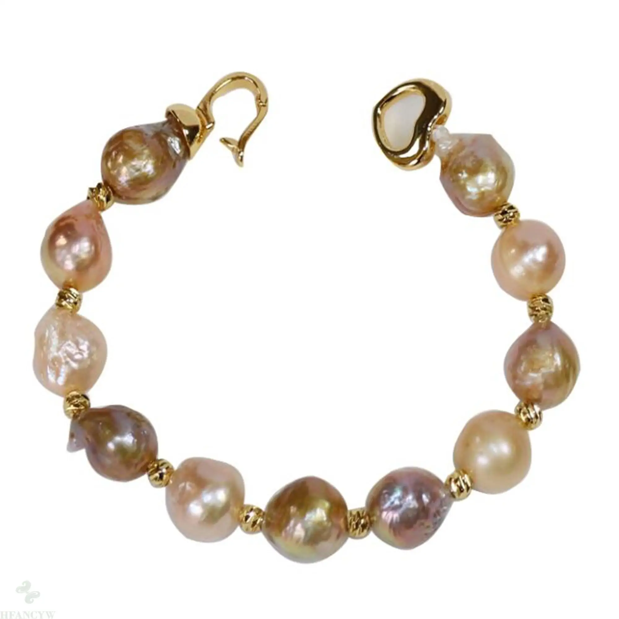 

12-13mm Color Baroque Pearl Bracelets Diy Gold Clasp 7.5 inches wedding mesmerizing AAA party Women classic flawless luxury gift