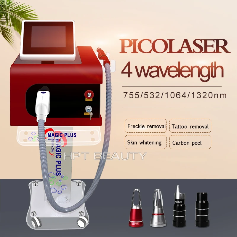 

Nd Yag Picosecond Laser Machine 755nm 1320nm 1064nm 532nm Laser Tattoo Removal Skin Whitening Beauty Machine with 4 Wavelength