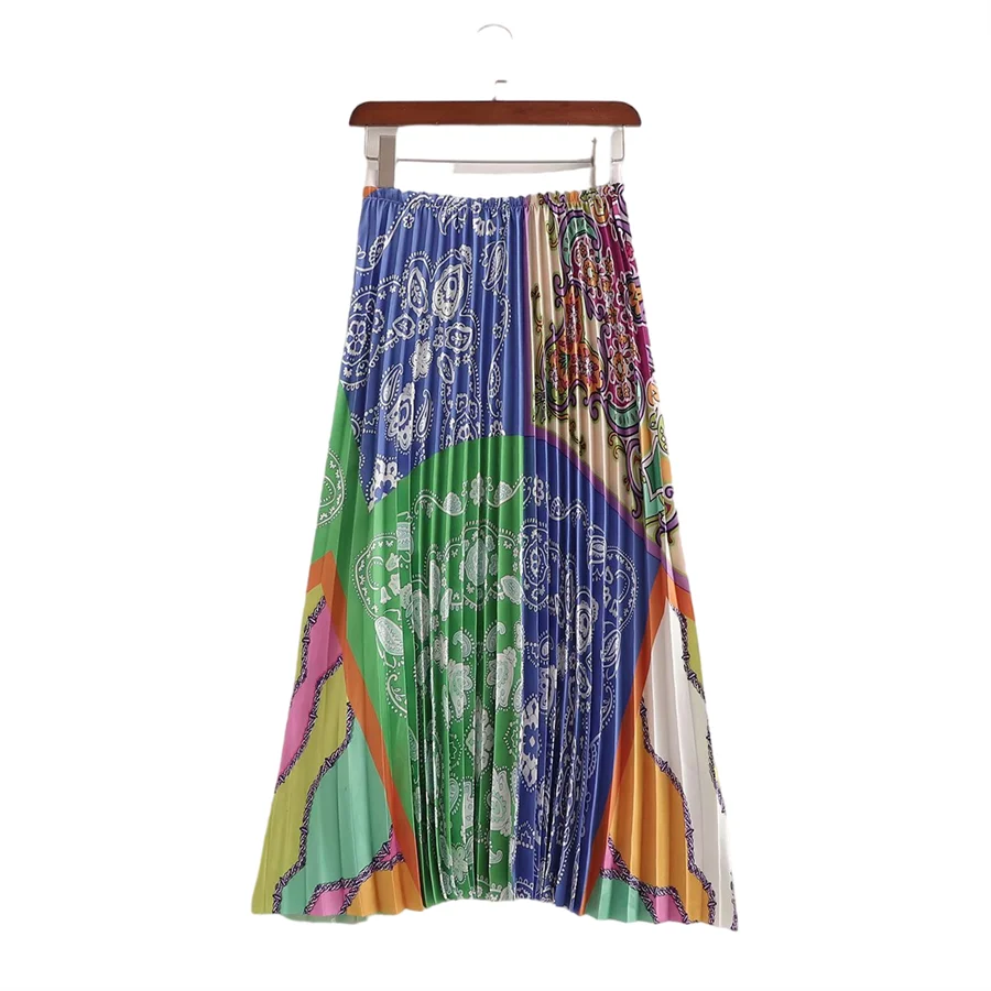 

Юбка-миди Женская Плиссированная, с высокой талией, разноцветная, лето 2021