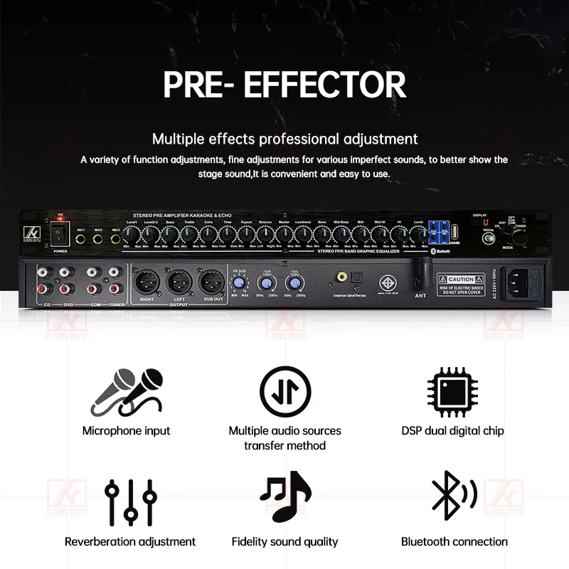 Профессиональный домашний усилитель для караоке с защитой от завывания bluetooth fiber