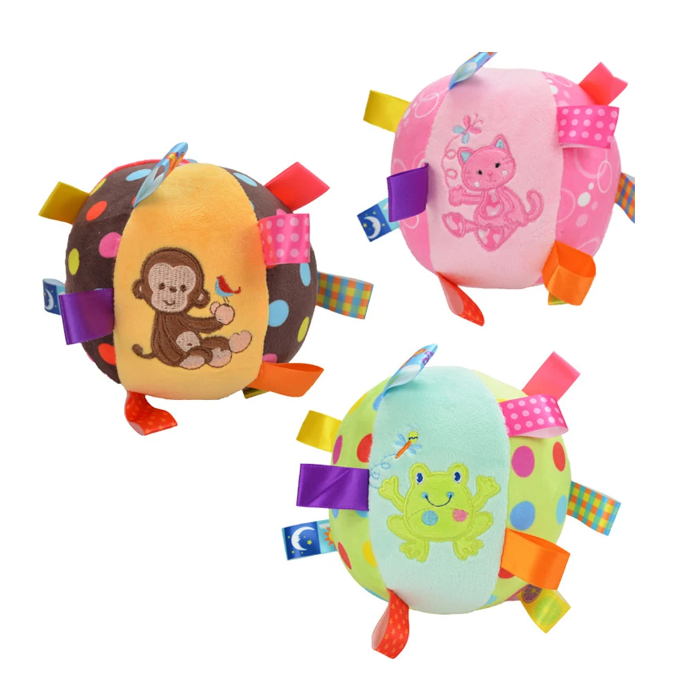 Детская погремушка с героями мультфильмов игрушки для малышей плюшевые шариками