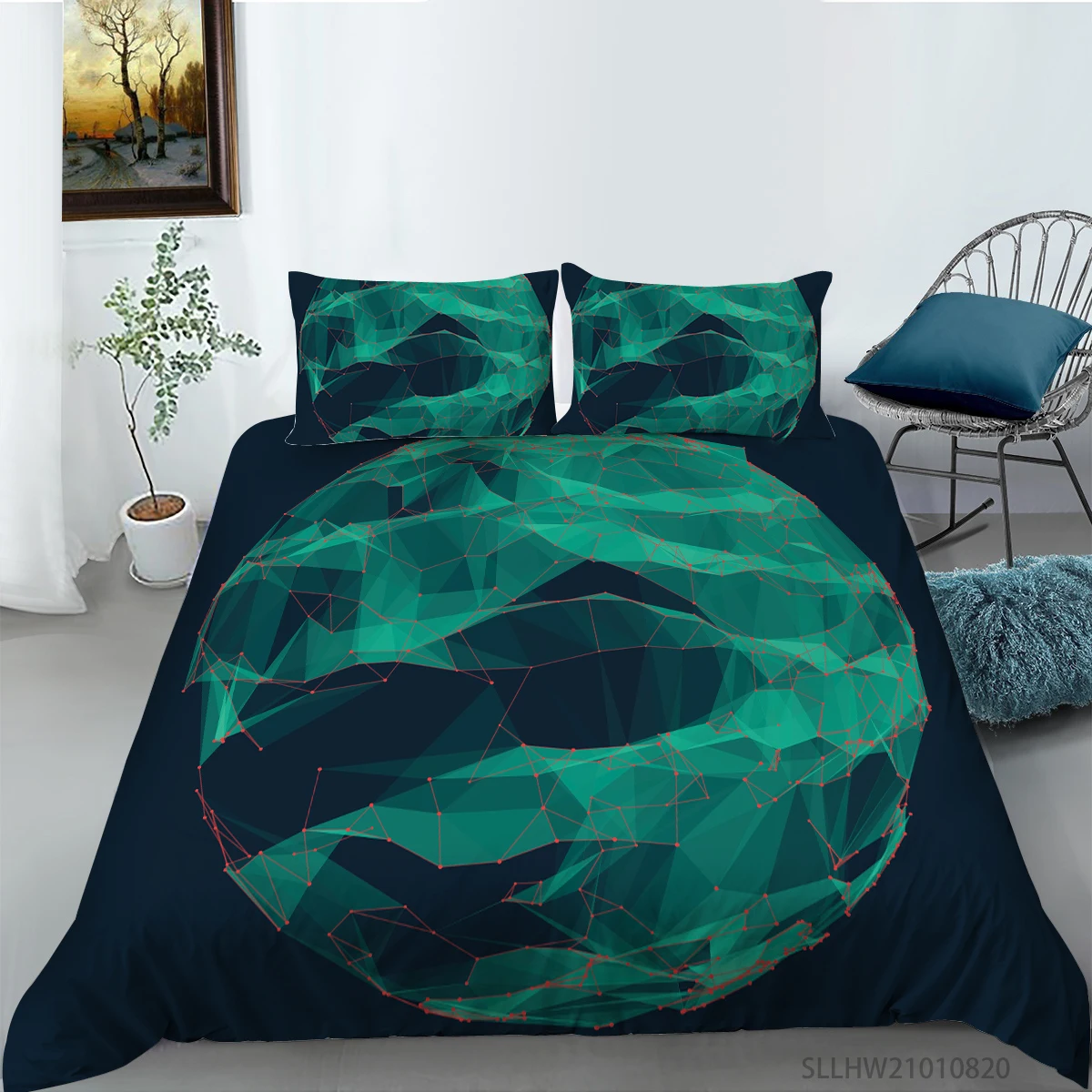 

Green Trend Geometric Sphere Model Printing Bedding set Microfiber Home Textiles Bedclothes 2/3 pieces