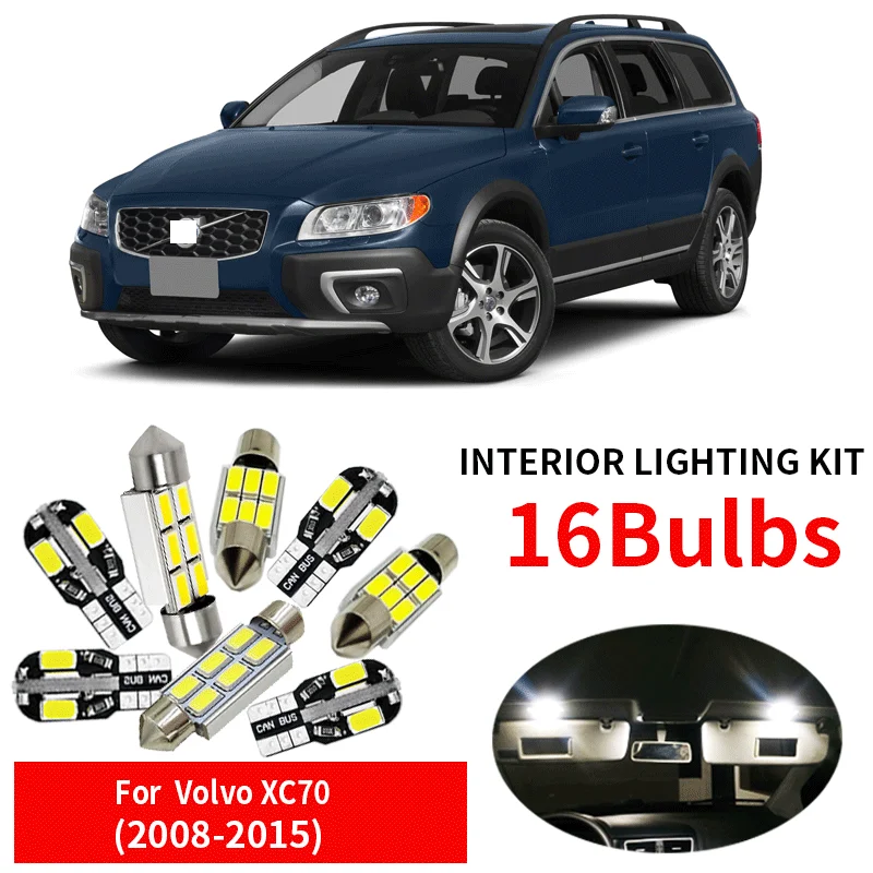 16x Canbus белые светодиодный лампы для салона комплект 2008 2015 Volvo XC70 карта перчаточный