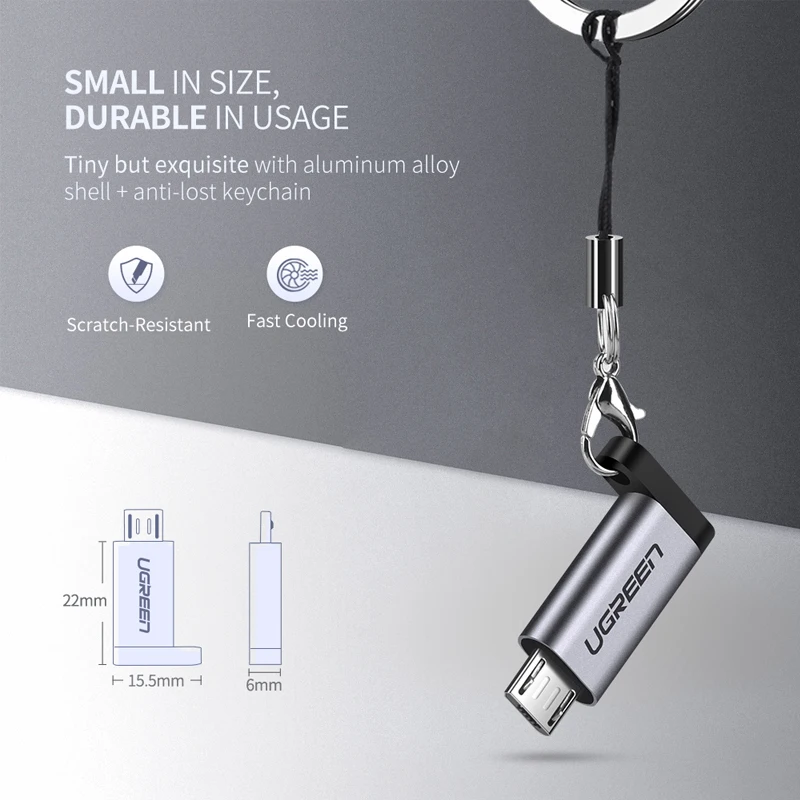 Адаптер Ugreen с USB Type C на Micro переходник мама-папа для Xiaomi Samsung Huawei зарядное