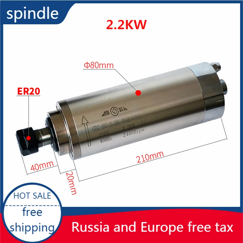 

Water-Cooled Spindle Motor 220V 800W 1.5KW 2.2KW for CNC Engraving Machine with 4 Bearings CNC Router Woodworking Tools
