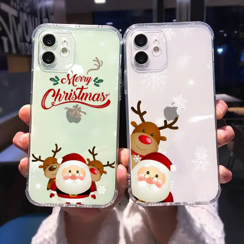 

Santa Claus christmas Phone Case Transparent for iPhone Samsung A S 11 12 6 7 8 9 30 Pro X Max XR Plus lite Clear mobile bag