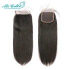 Прямые человеческие волосы на шнуровке Ali Grace 4x4, Детские волосы среднего и коричневого цвета, бразильские волосы на шнуровке 4x4