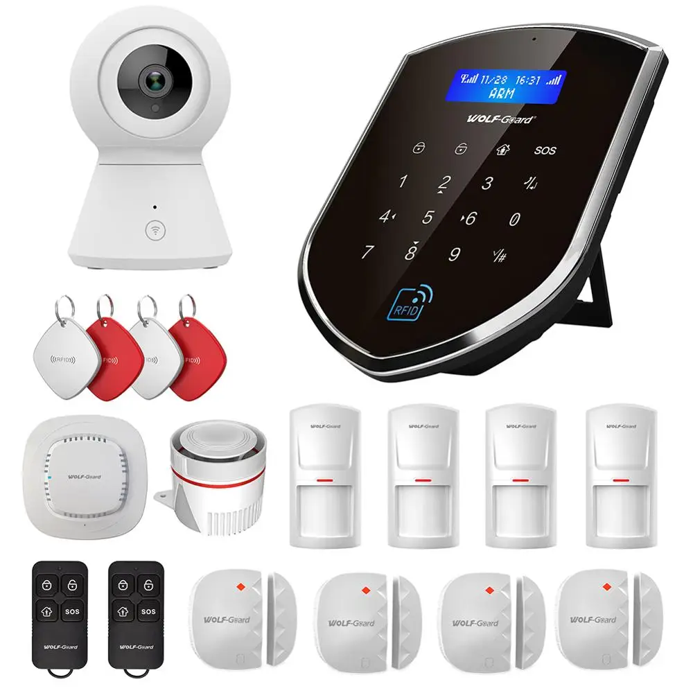 Wolf-Guard WM2GR беспроводная домашняя сигнализация охранная система GSM 2,4G wifi Host 1080P ip-камера дверной/PIR/детектор движения дыма