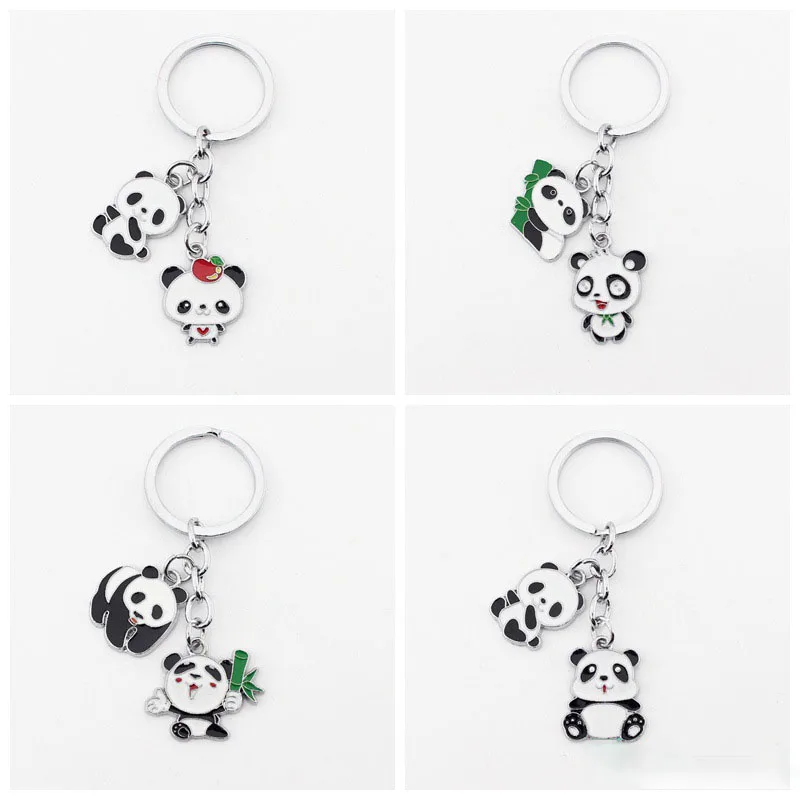 Модный брелок в виде милой китайской панды металлическая веревочная цепочка для