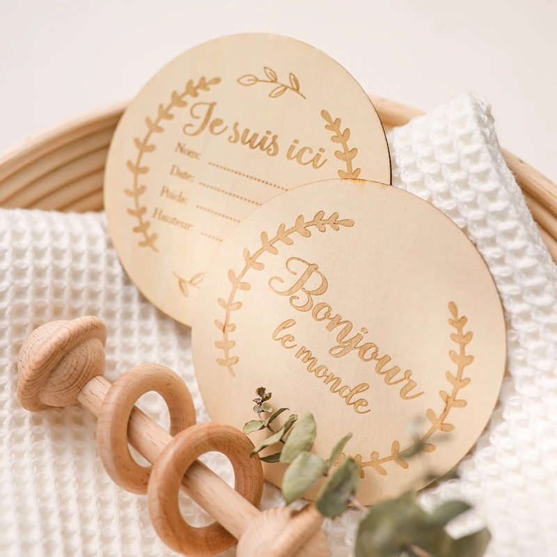 20Pcs Wooden Baby Month Milestone Card Newborn Birth Month Birthday Milestone Wooden DIY Toy Baby Kids Photography Props Gift