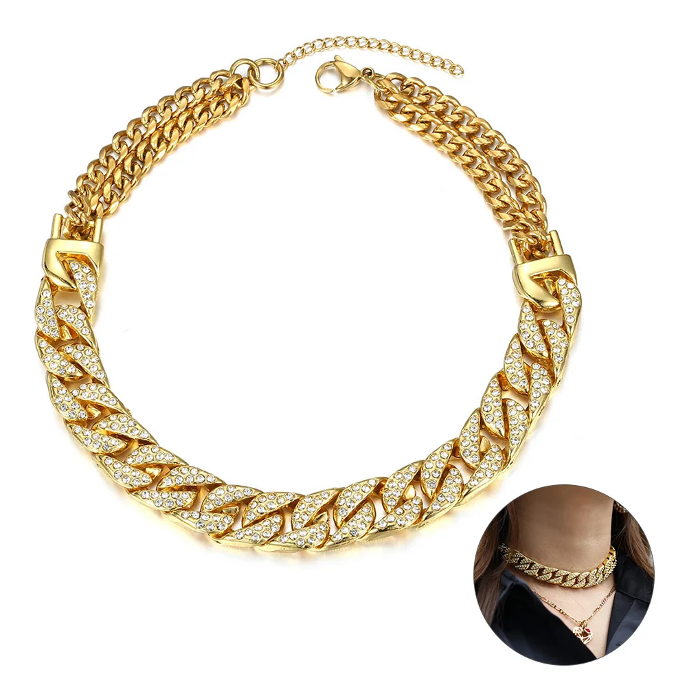 Женский чокер Майами из кубинской панцирной цепи массивное ожерелье под